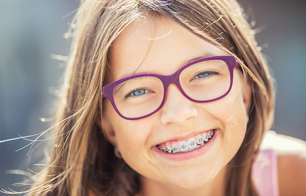 Young girl with braces